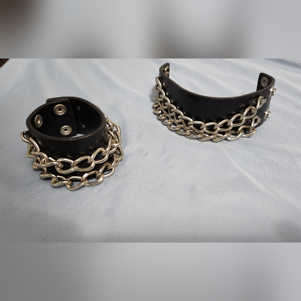 Faux leather cuffs
